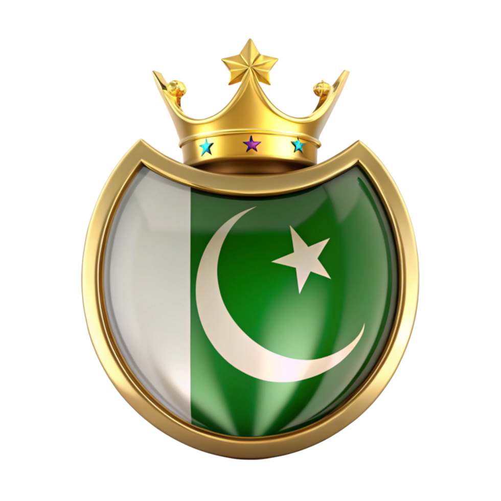 Pakistani Flag golden crown clipart isolated on transparent background png