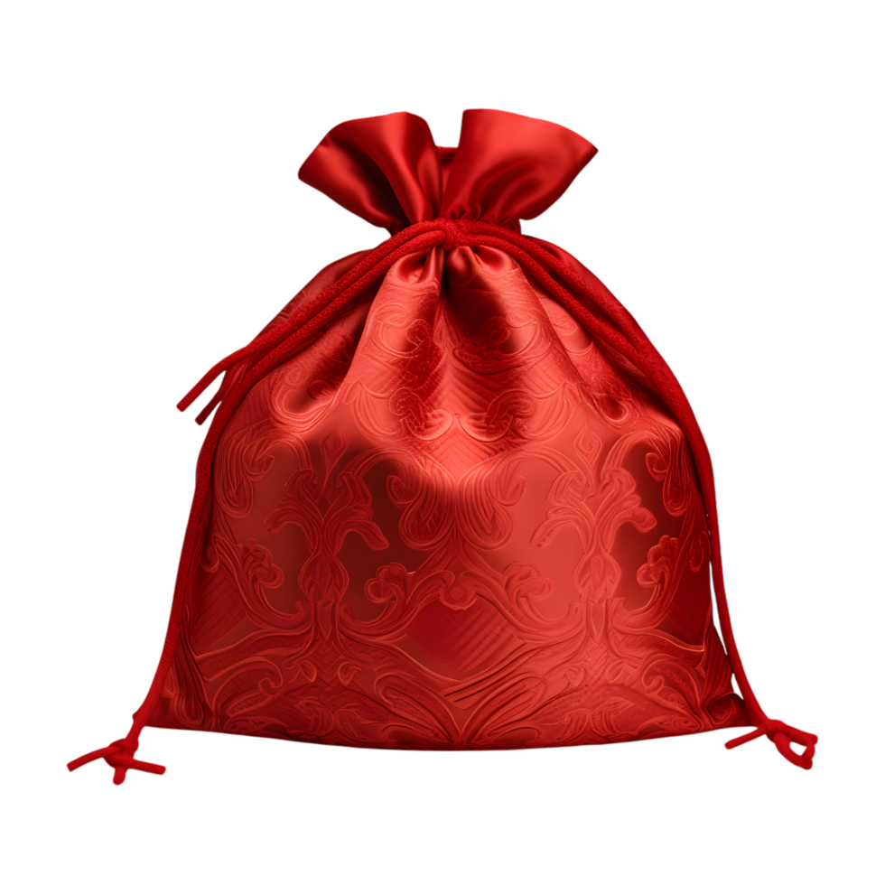 Red Santa Sack with Elegant Patterns png