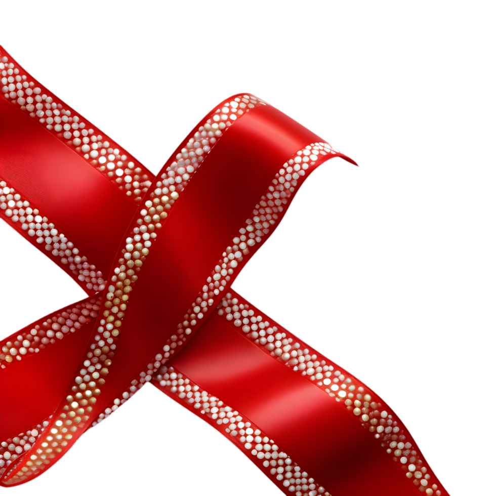 2. Festive Red Satin Ribbon with Elegant Curled png