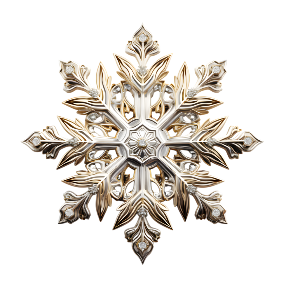 8. Detailed Silver Snowflake Ornament with Crystal Highlights png