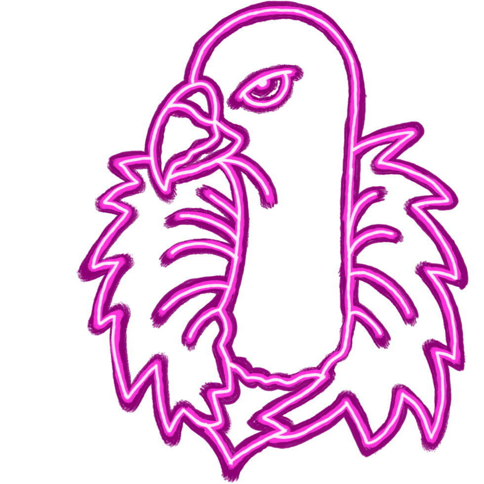 Line art of neon lights of a side view of vulture head png