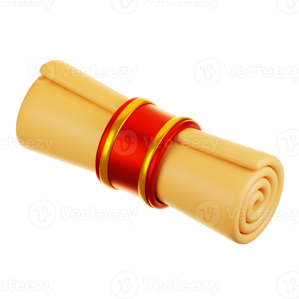3d rendering paper scroll icon. Chinese new year icon concept png