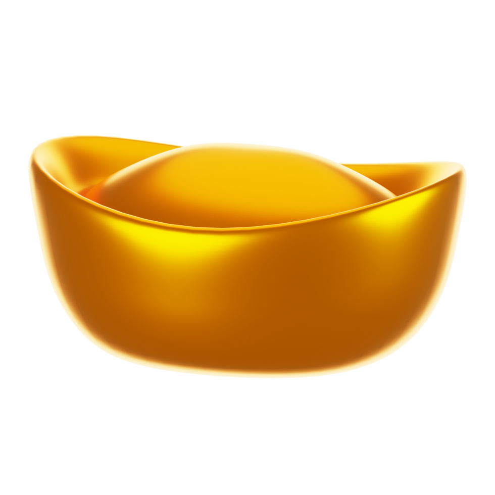 3d rendering gold ingot icon. Chinese new year icon concept png