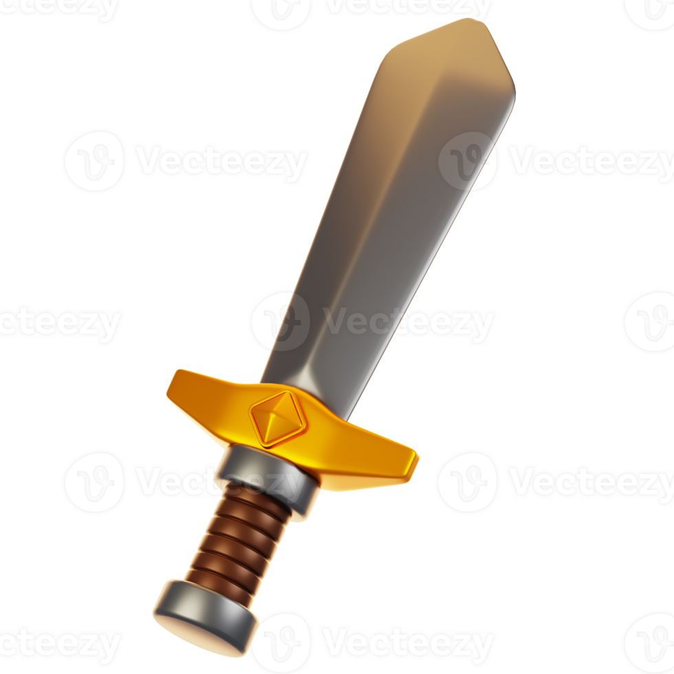 3d rendering sword icon. Game asset icon concept png