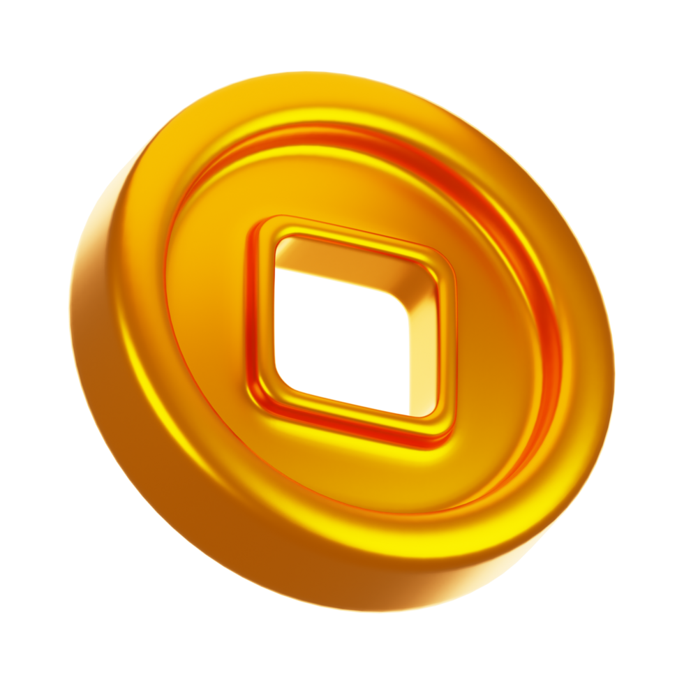 3d rendering chinese coin icon. Chinese new year icon concept png