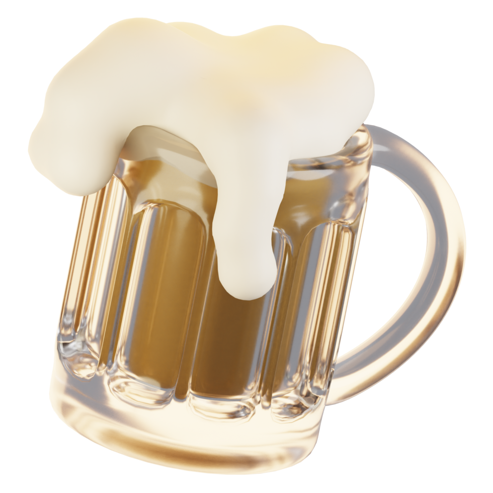 3d rendering new year icon concept. 3d render beer mug icon png