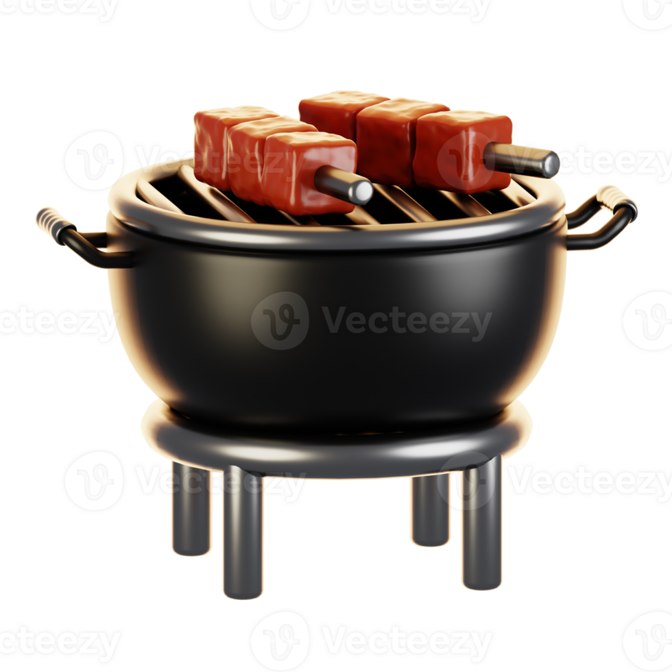 3d rendering new year icon concept. 3d render bbq grill icon png
