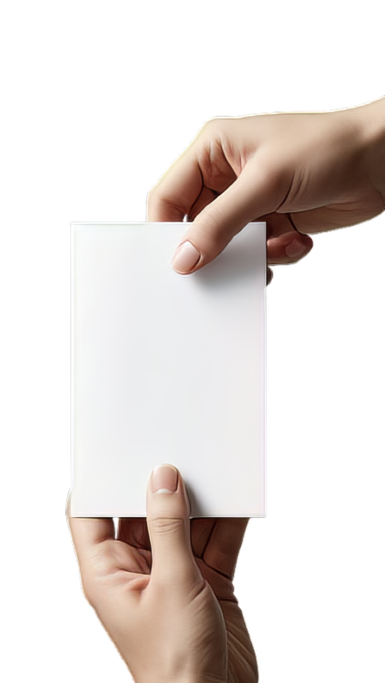 Hand holding a small sheet of paper png
