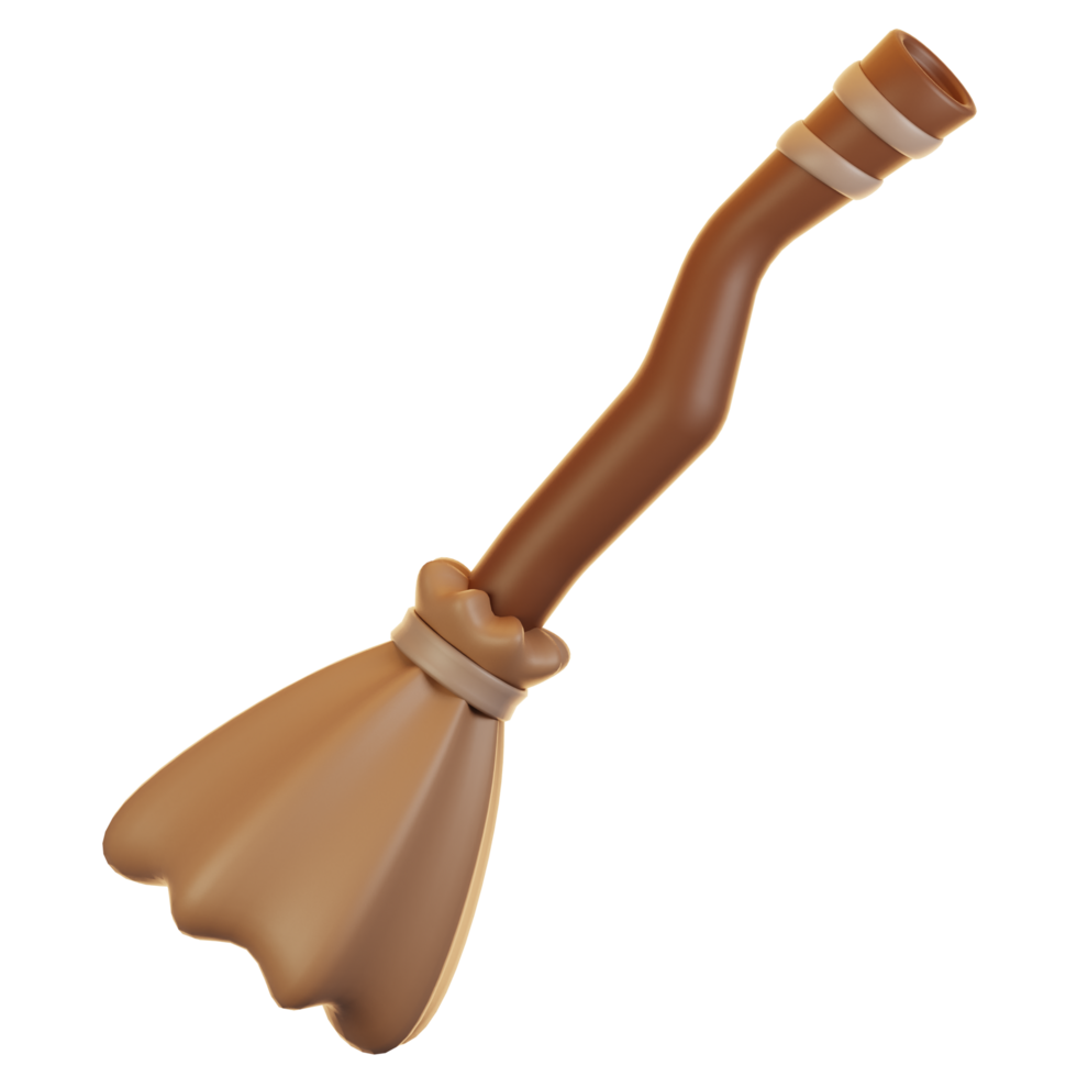 3d rendering broomstick icon. Game asset icon concept png