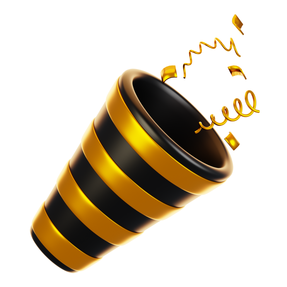 3d rendering new year icon concept. 3d render confetti icon png