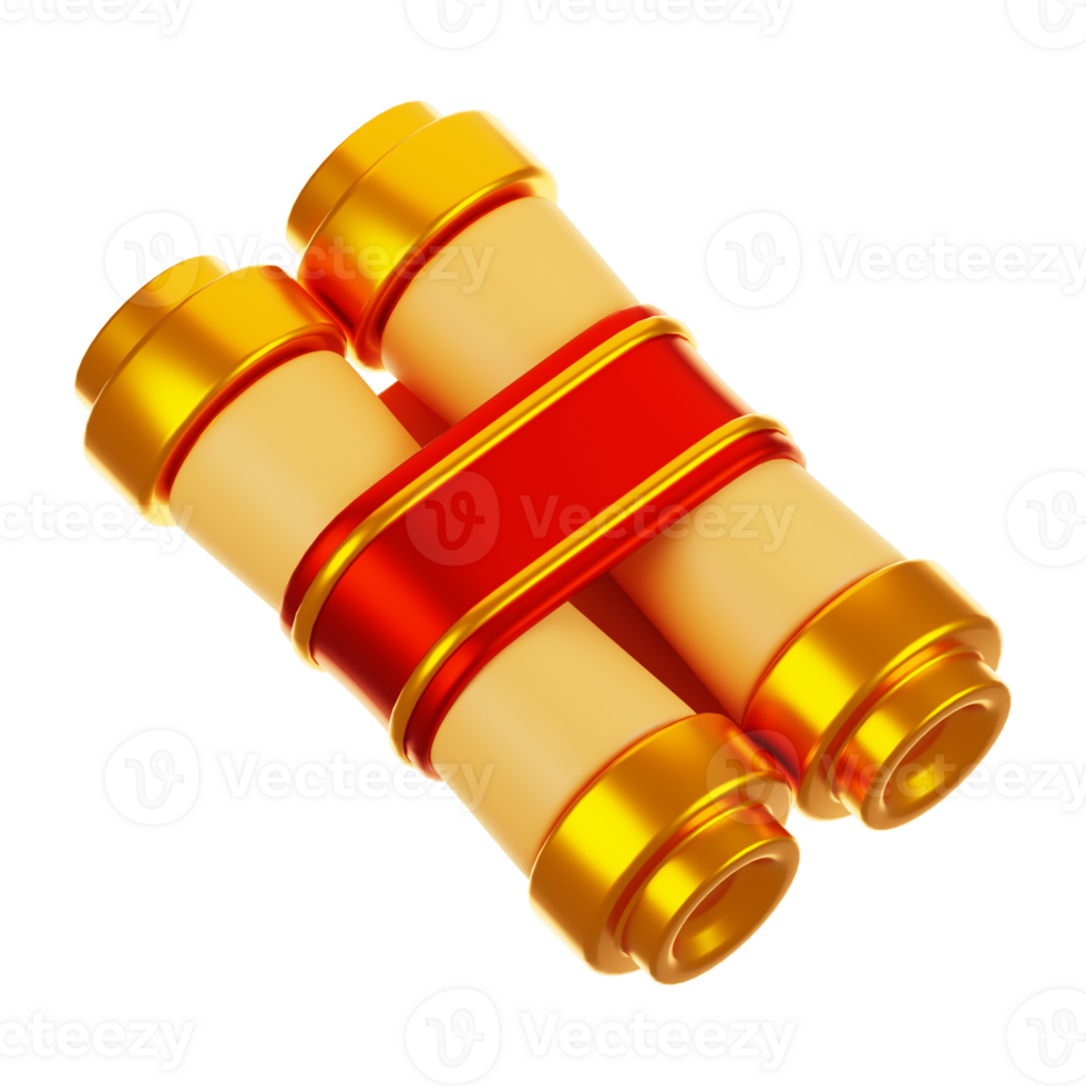 3d rendering scroll icon. Chinese new year icon concept png