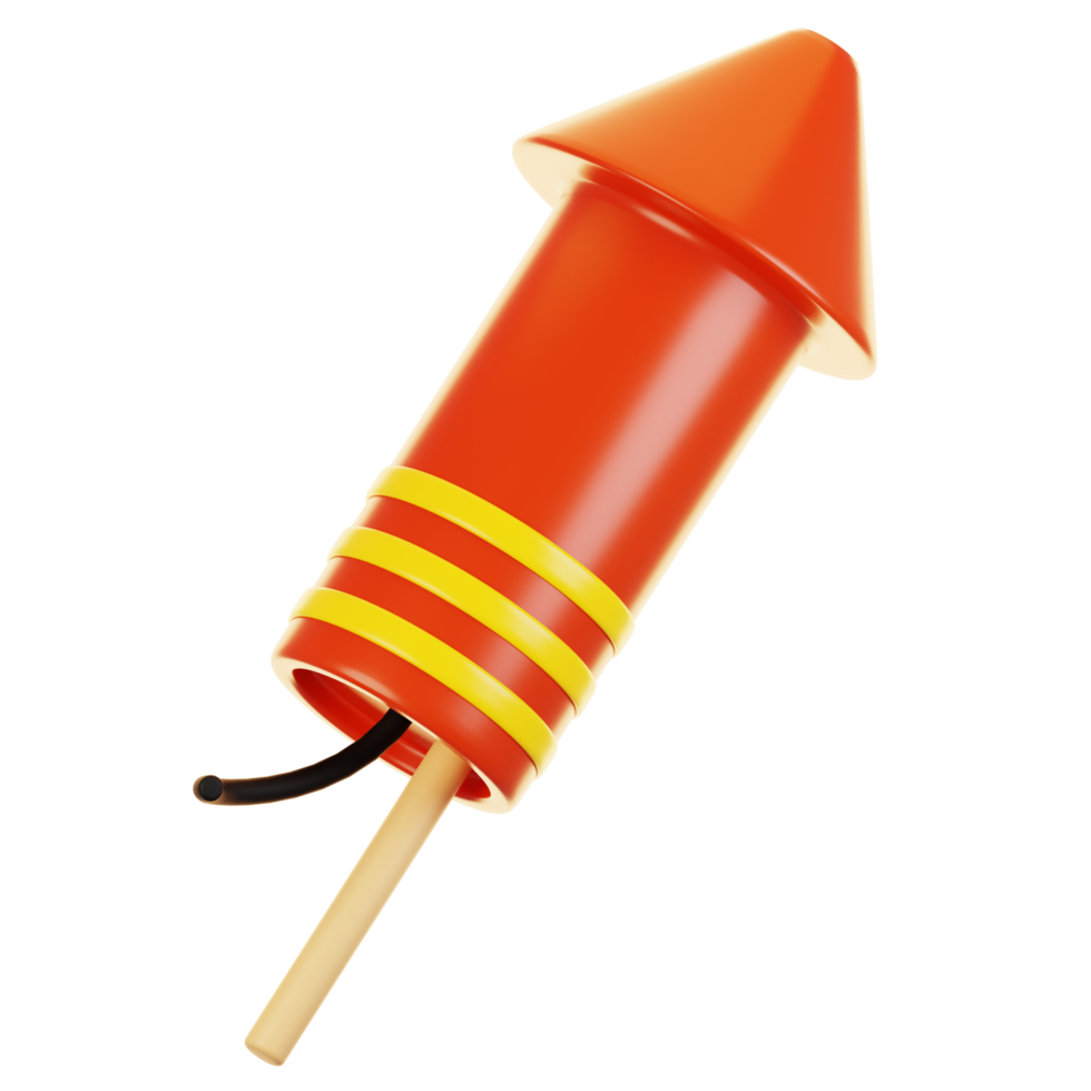 3d rendering new year icon concept. 3d render firework rocket icon png