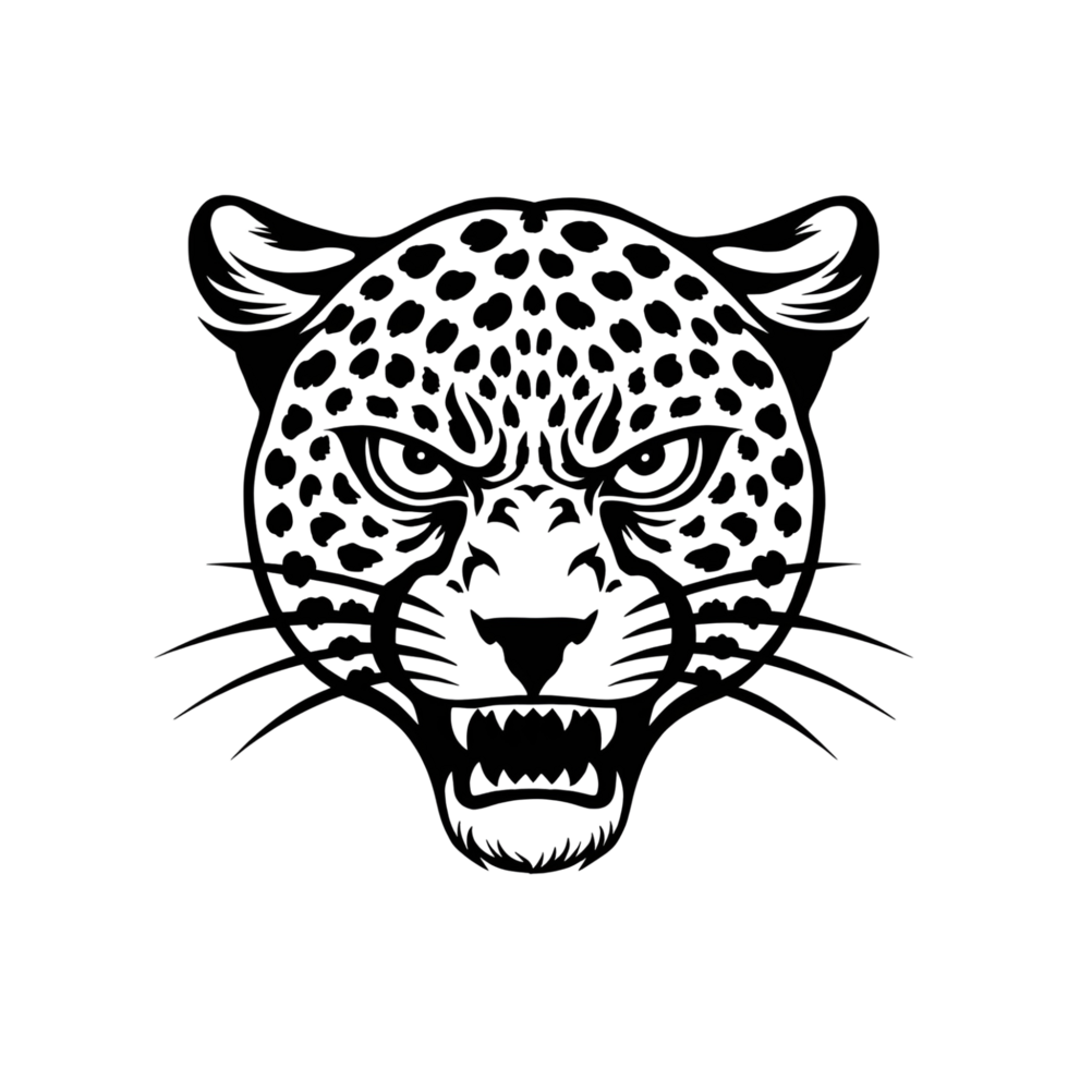 A black and white drawing of a jaguar png