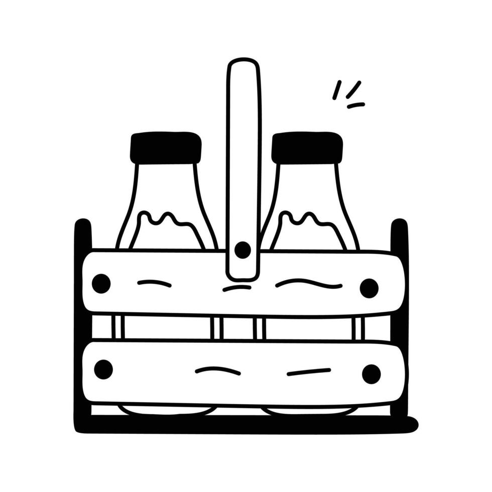 Crate used for organizing and transporting milk bottles vector