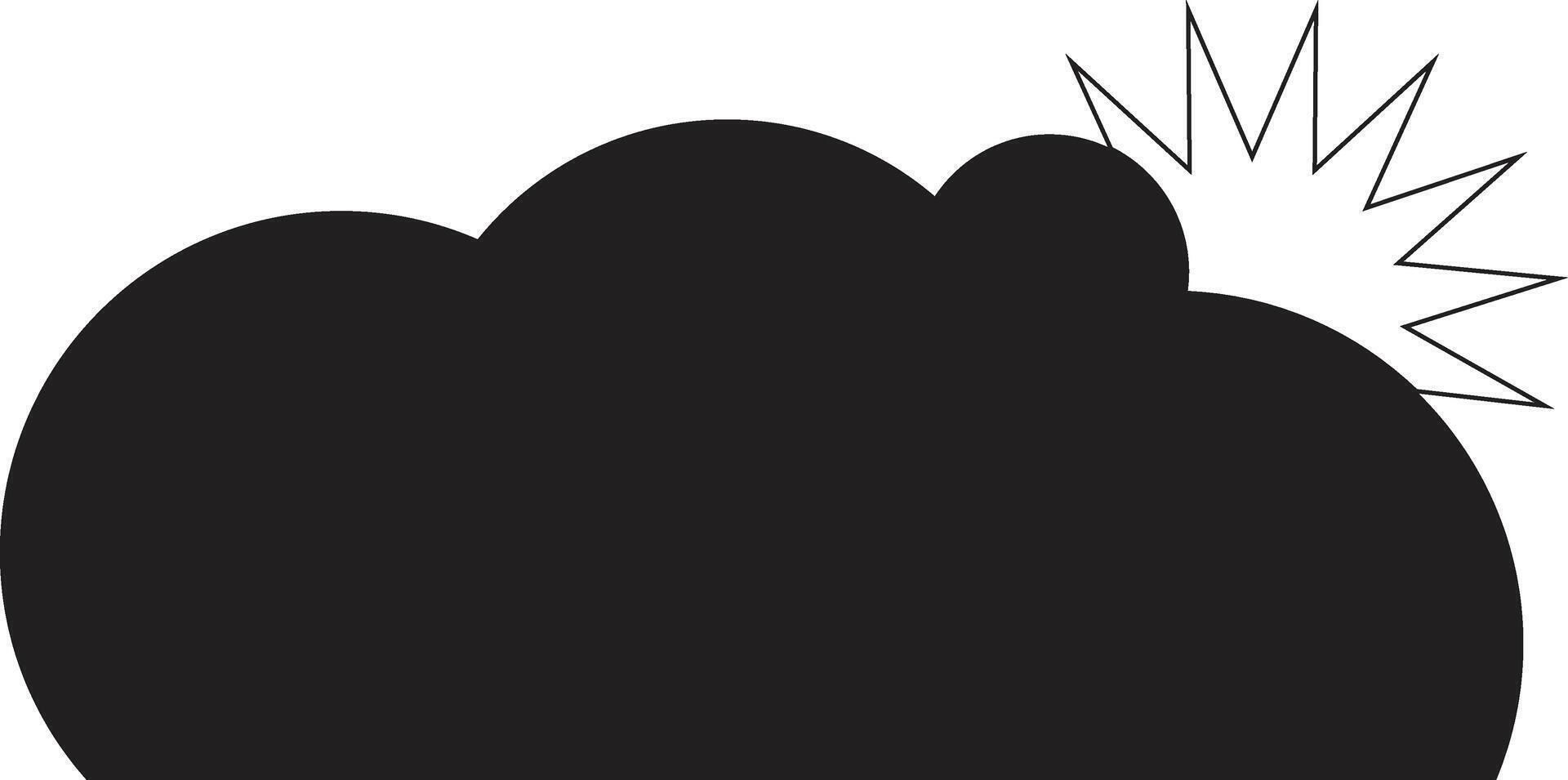 A black and white illustration of a Cloudy and Sun vector