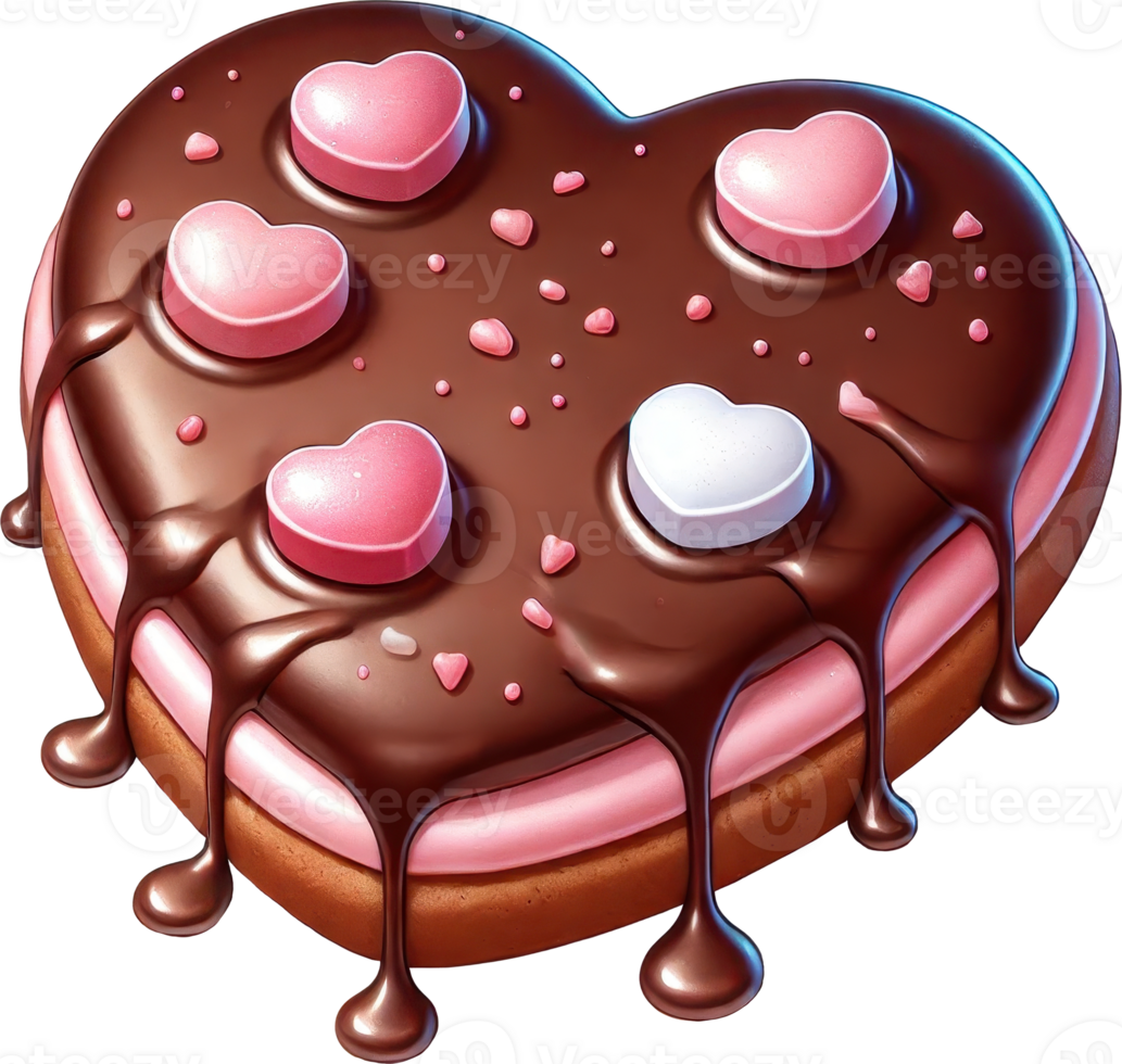 Decadent Heart Shaped Chocolate Dessert with Glossy Drizzle and Festive for Valentine s Day png