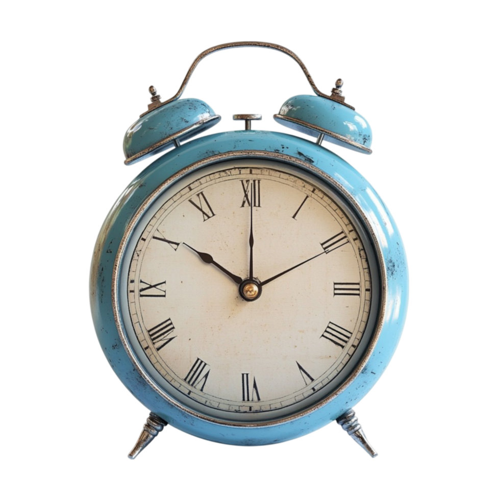 Retro Blue Alarm Clock with Twin Bells png