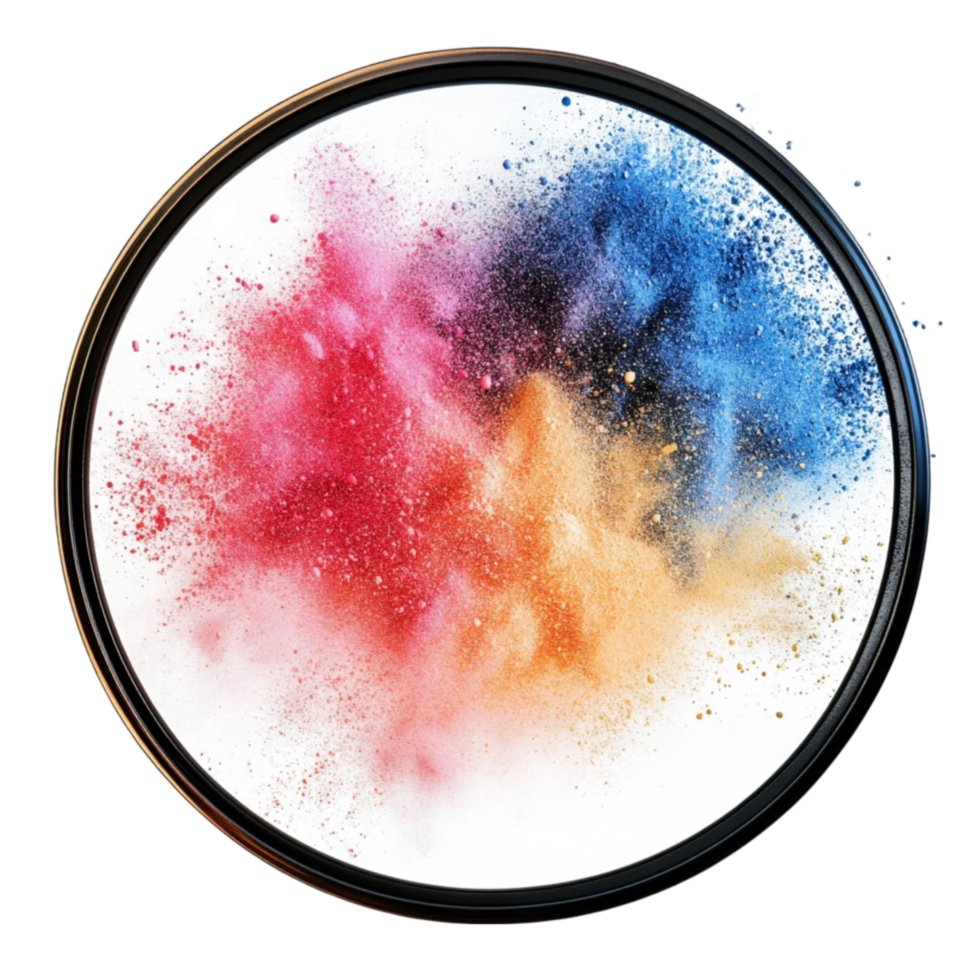 Dynamic Burst of Multicolored Powder in a Circular Shape png
