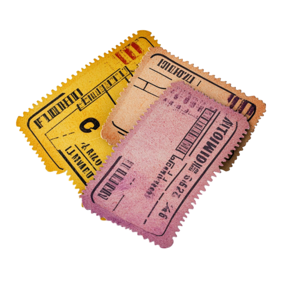 three tickets on a transparent background png