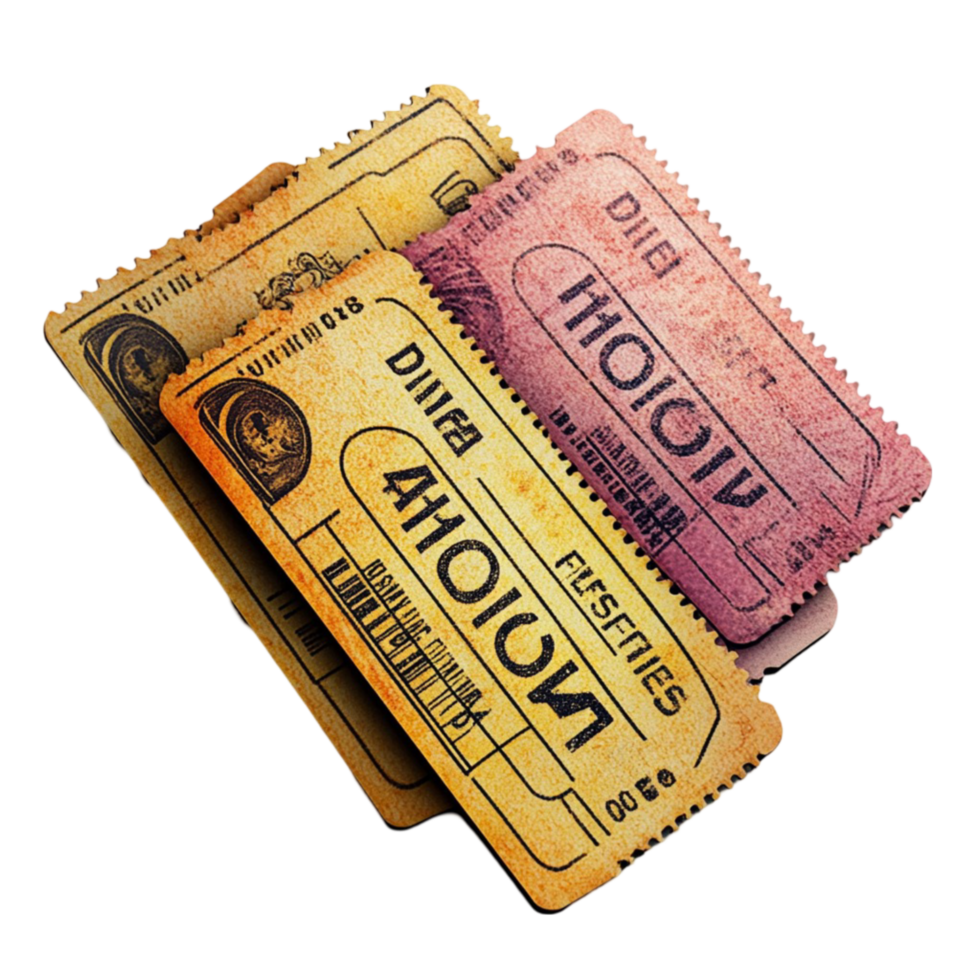 Digital Movie Tickets on Transparent Background png