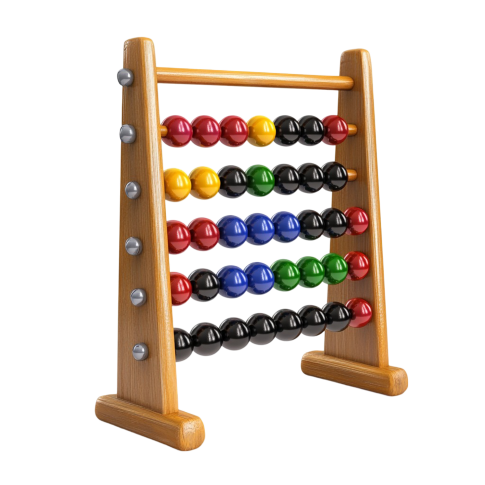 Abacus with Colored Balls on a Wooden Stand png