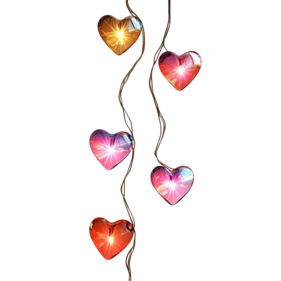 Colorful Heart Garland on a Wire png