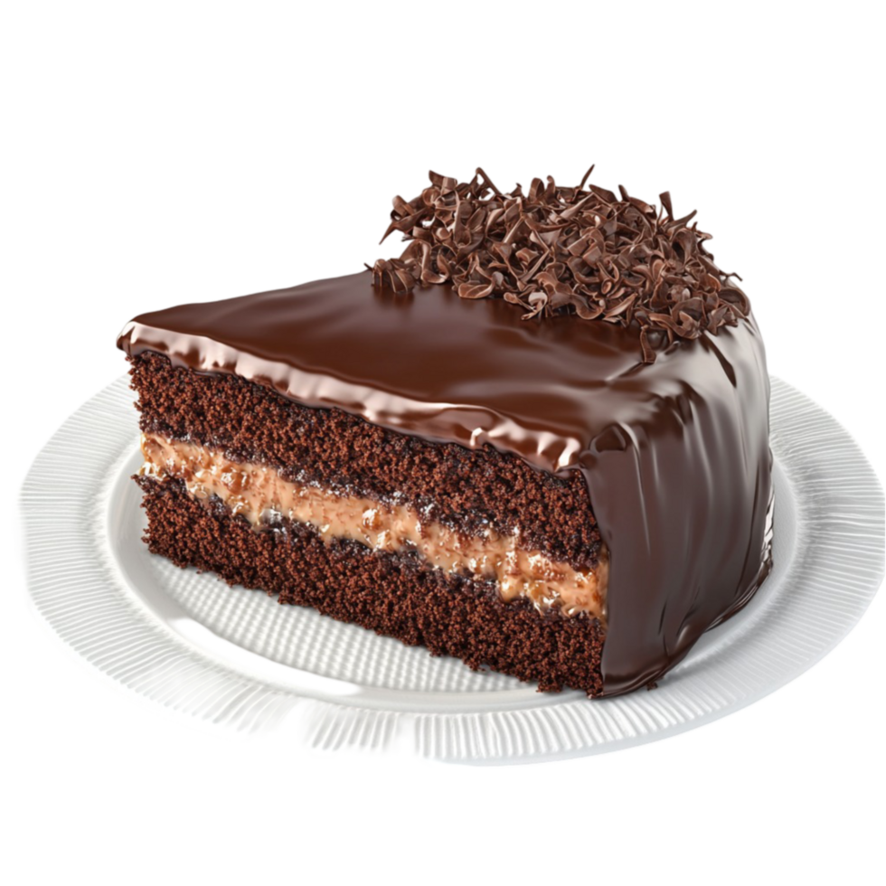 Chocolate Cake on a Plate with a Slice Missing png