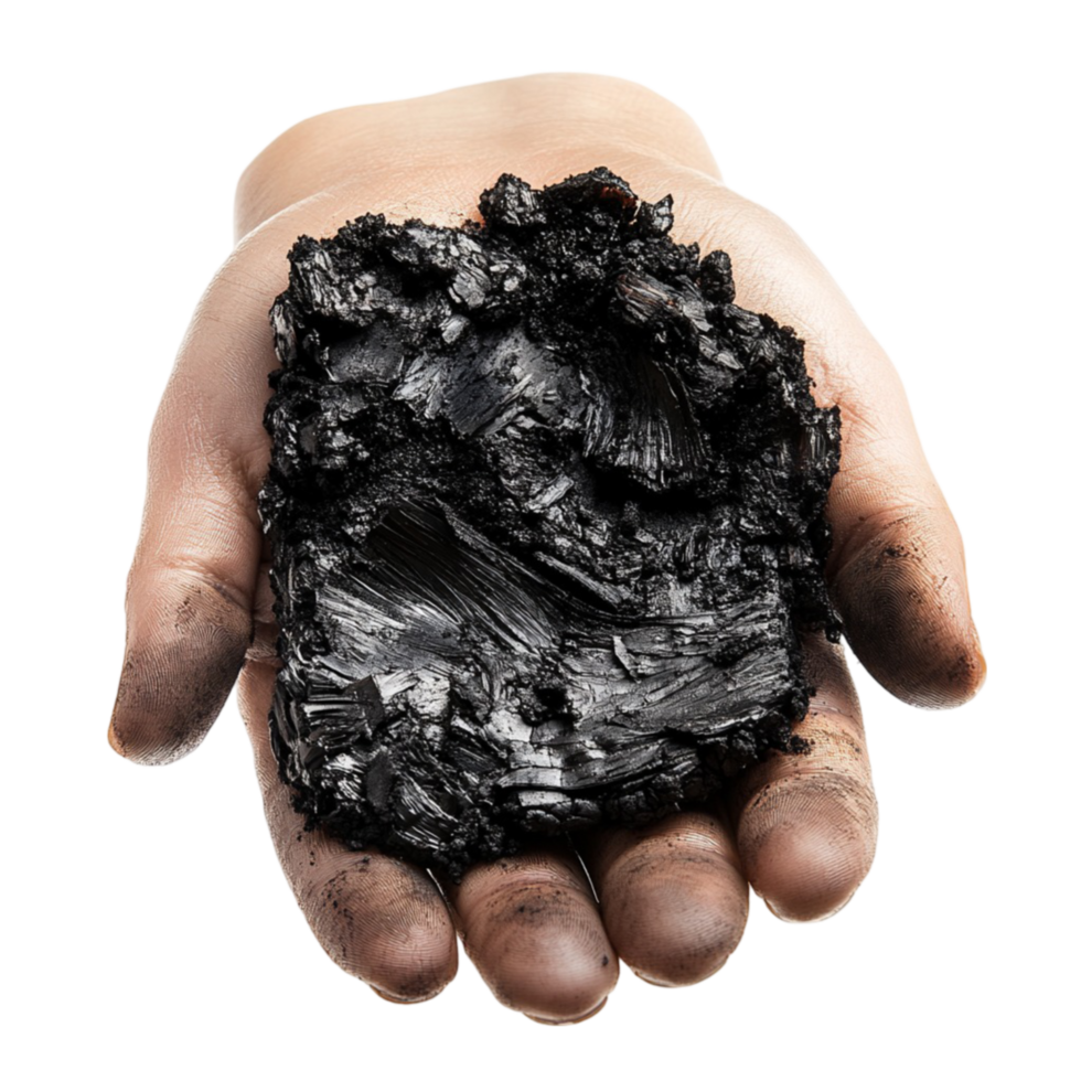 a hand holding a coal png