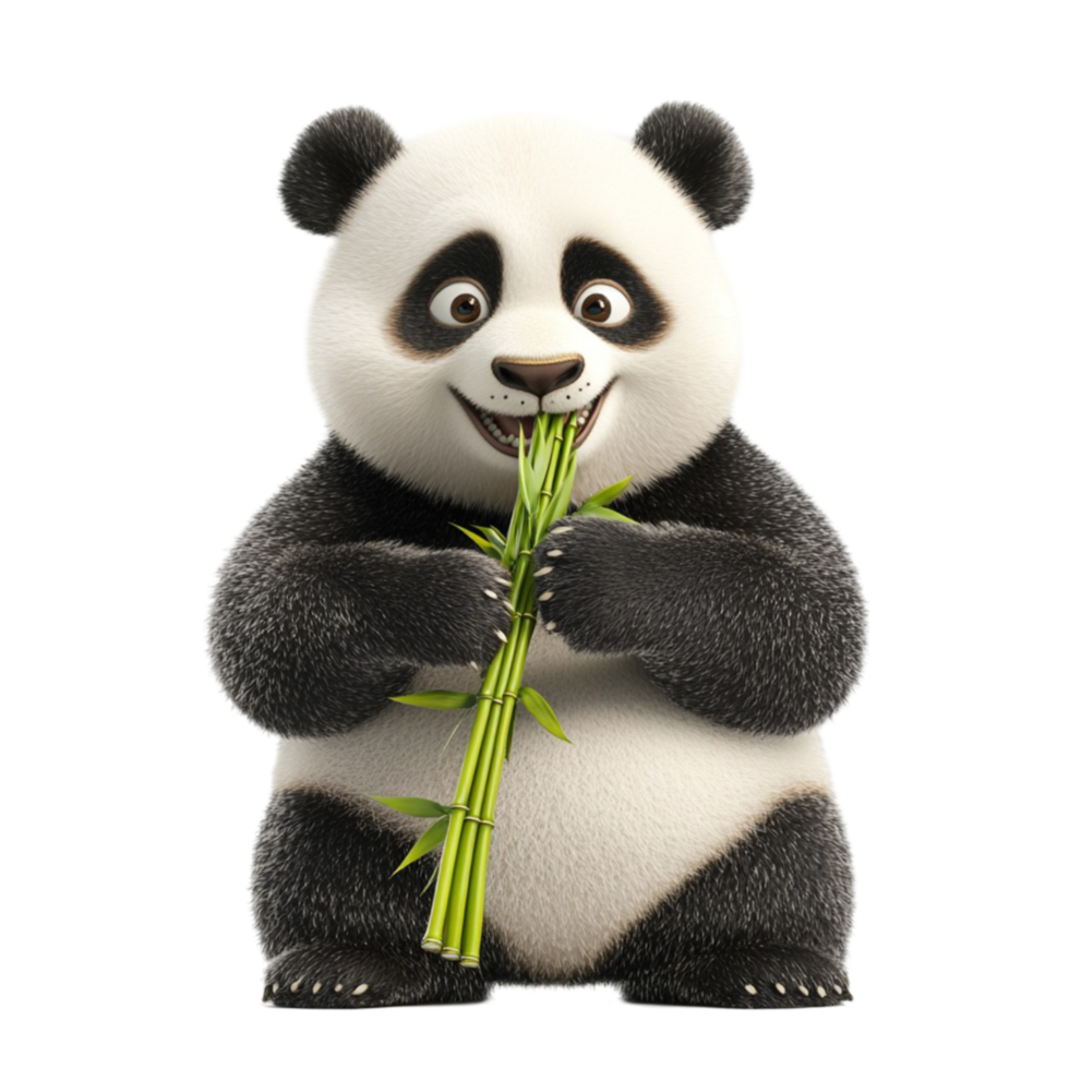 A panda bear holding a bamboo stick png