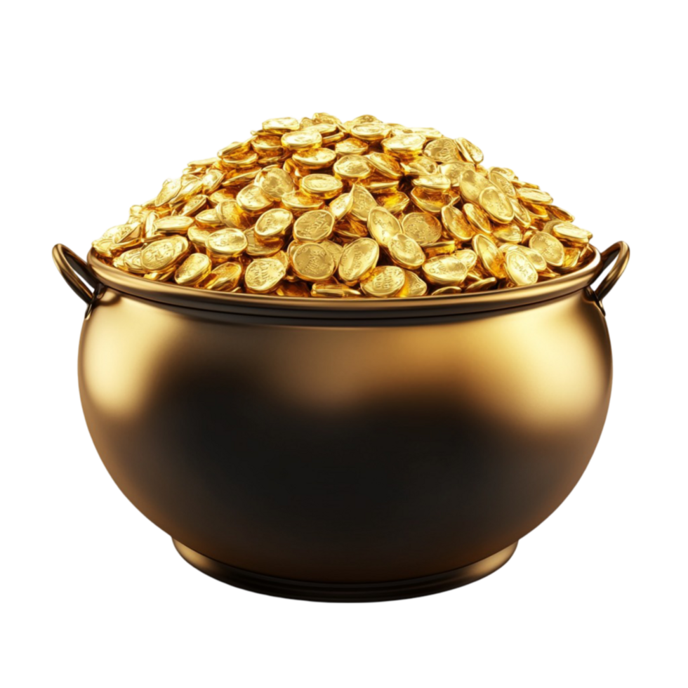 Gold coins in a pot png