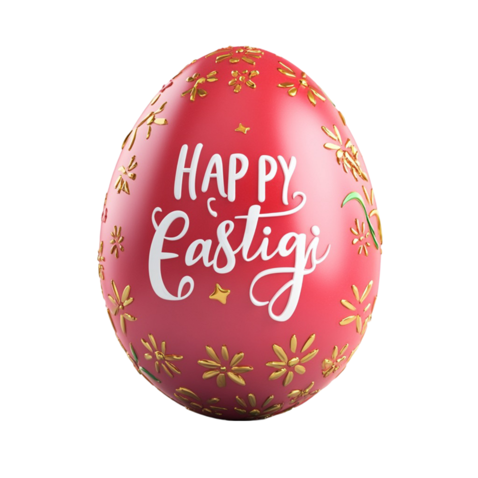 A red egg with the word happy easter on it png
