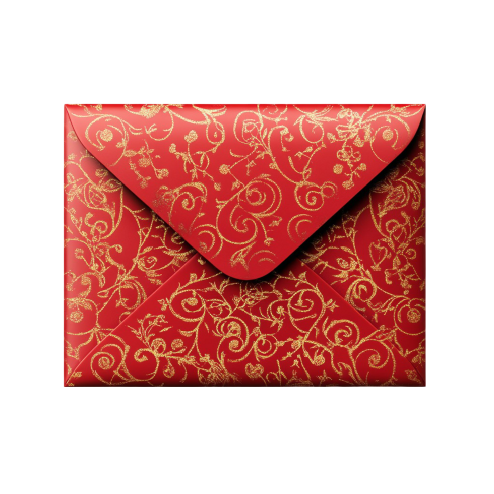 Red envelope with gold floral pattern png