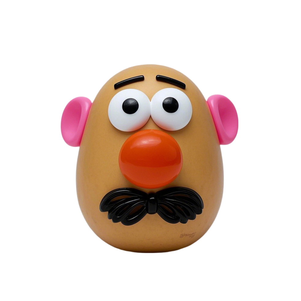 Mr potato head with a mustache and a red nose png