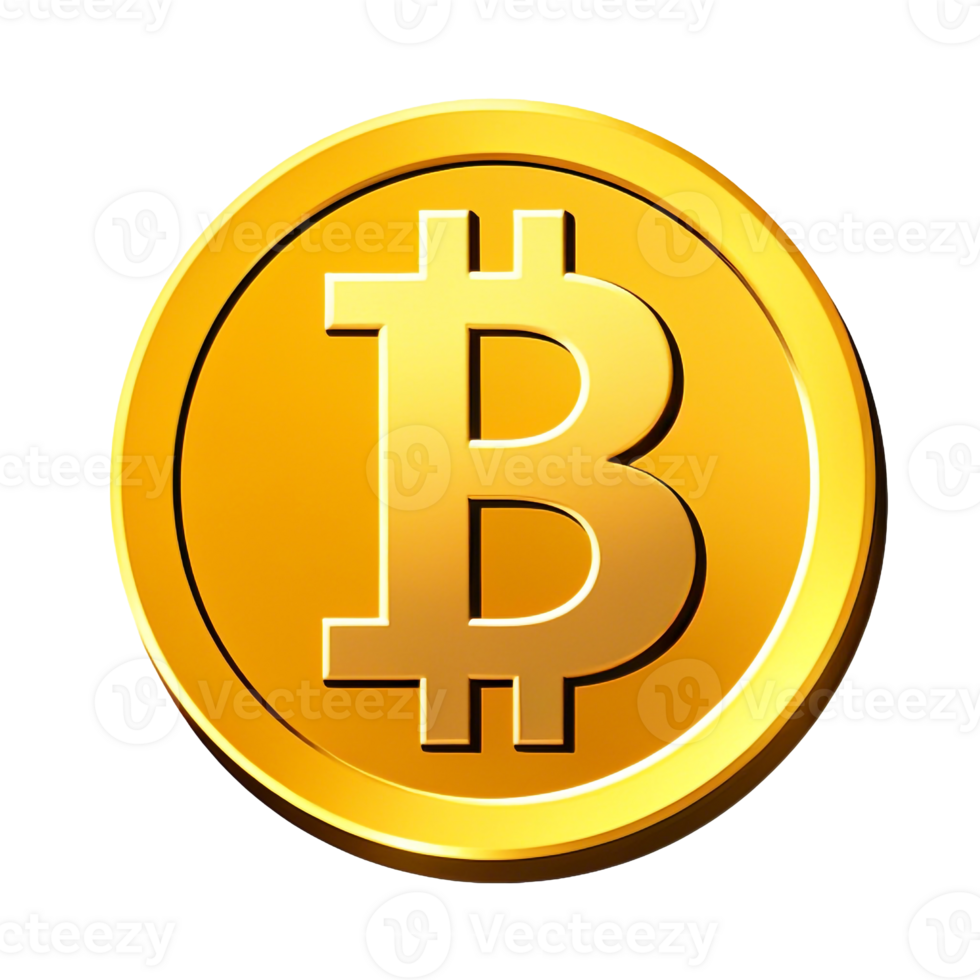 High Resolution Golden Bitcoin Coin Graphic On Transparent Background png