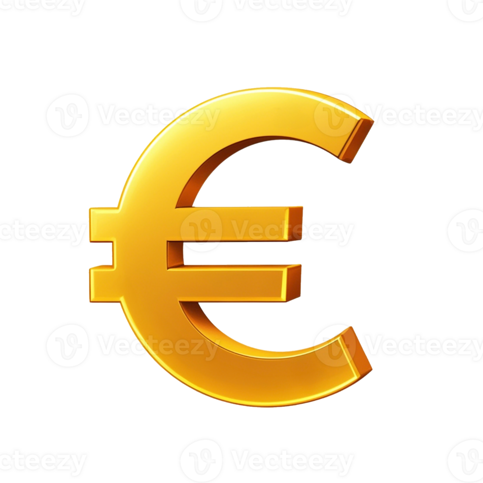 Shiny Gold Euro Symbol on Transparent Background png