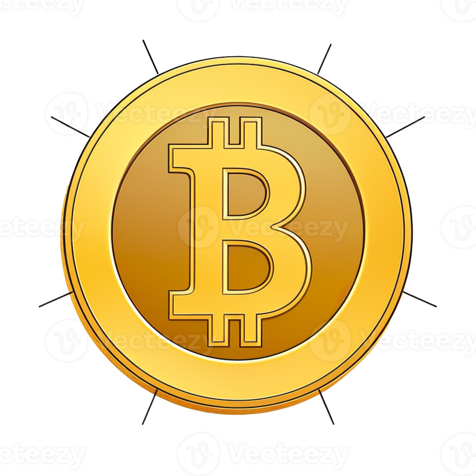 Shiny Gold Bitcoin Cryptocurrency Coin On Transparent Background png