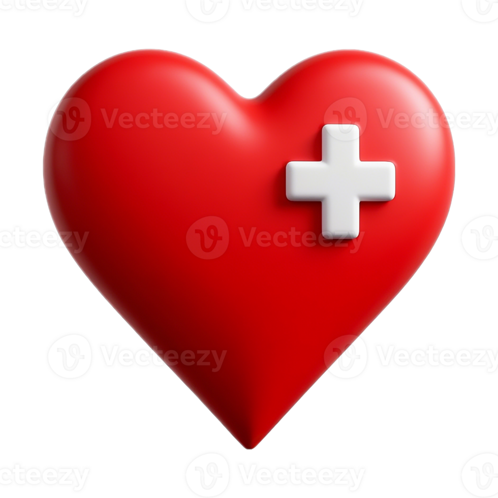 Red Heart With A White Plus Sign On Transparent Background Symbolizing Health And Care png