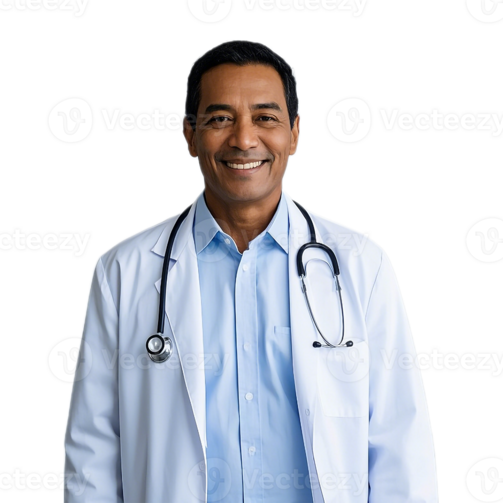A Friendly Doctor Smiling And Ready To Help Set Against A Transparent Background png