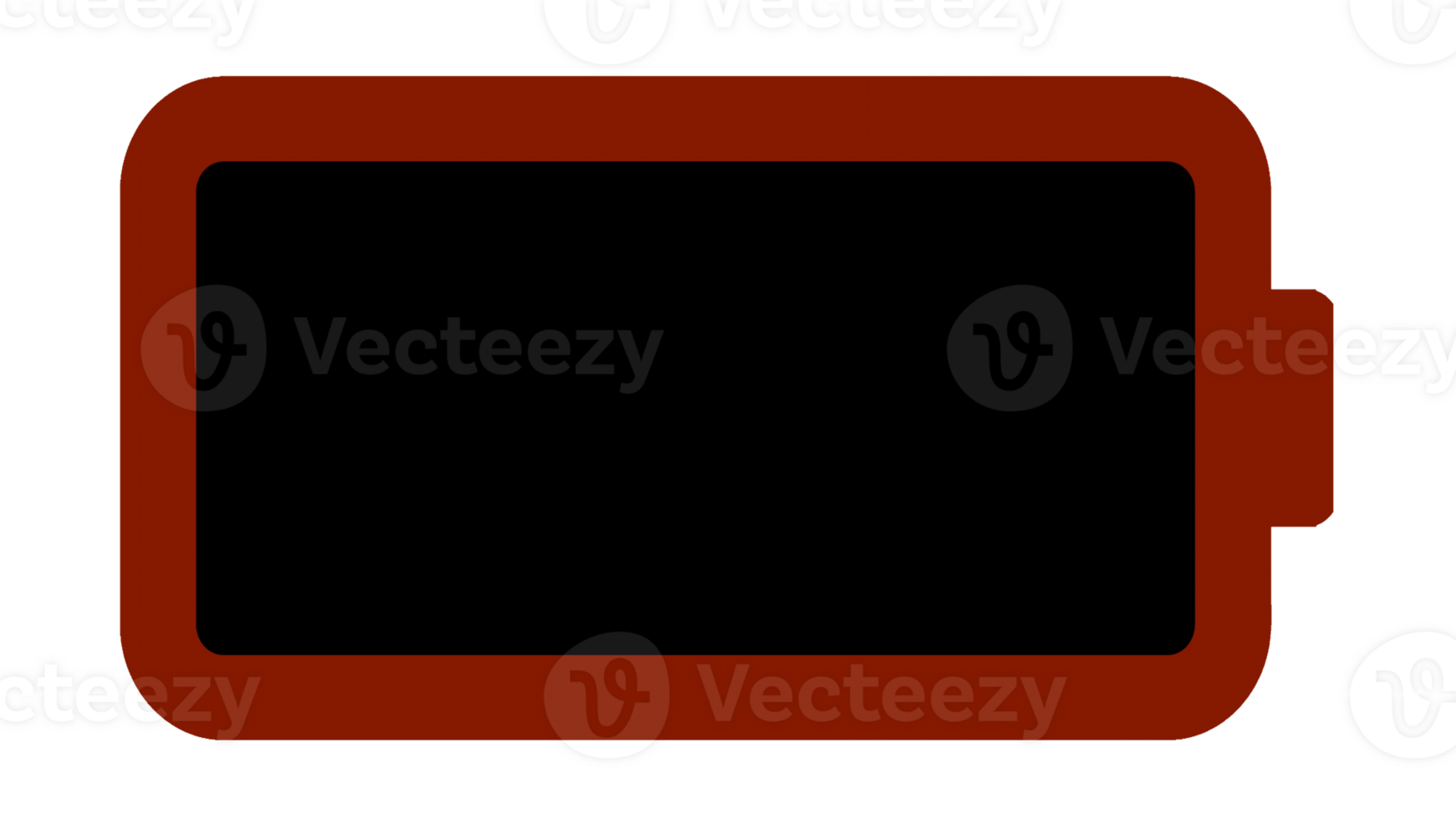 The red battery icon of a recording camera, just before the energy ends. Computer-generated, plain style. Isolated. png