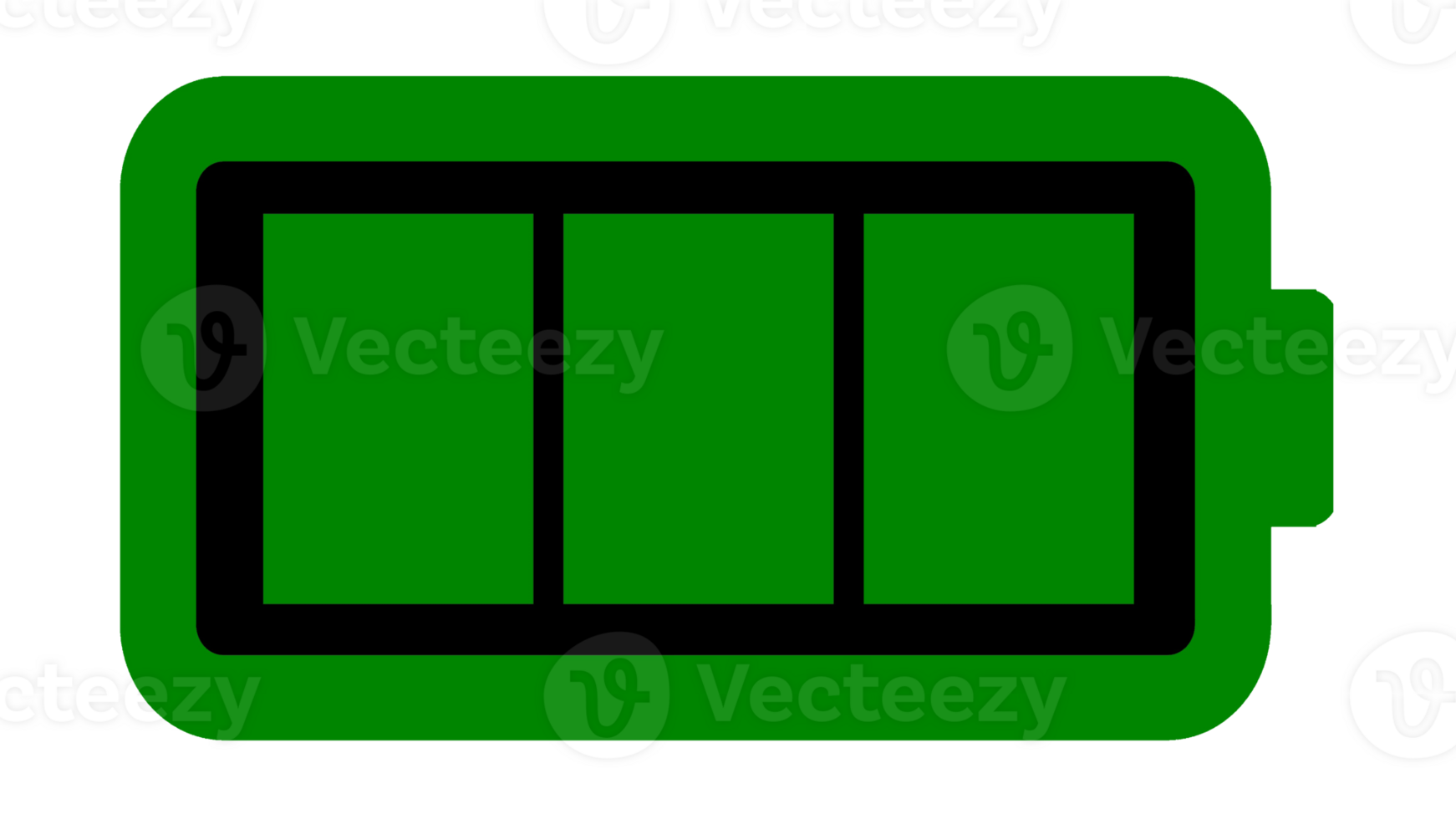 The green battery icon of a recording camera, showing full charge. Computer-generated, plain style. Isolated. png