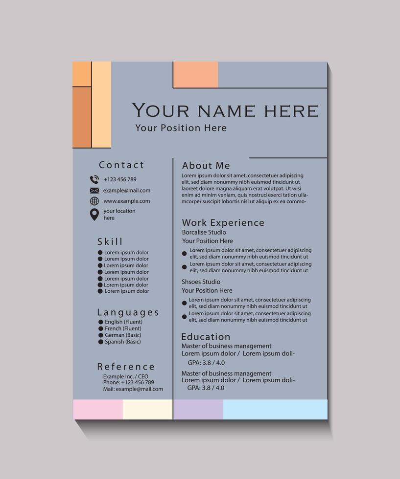 Modern Professional Resume Template with Elegant Design vector