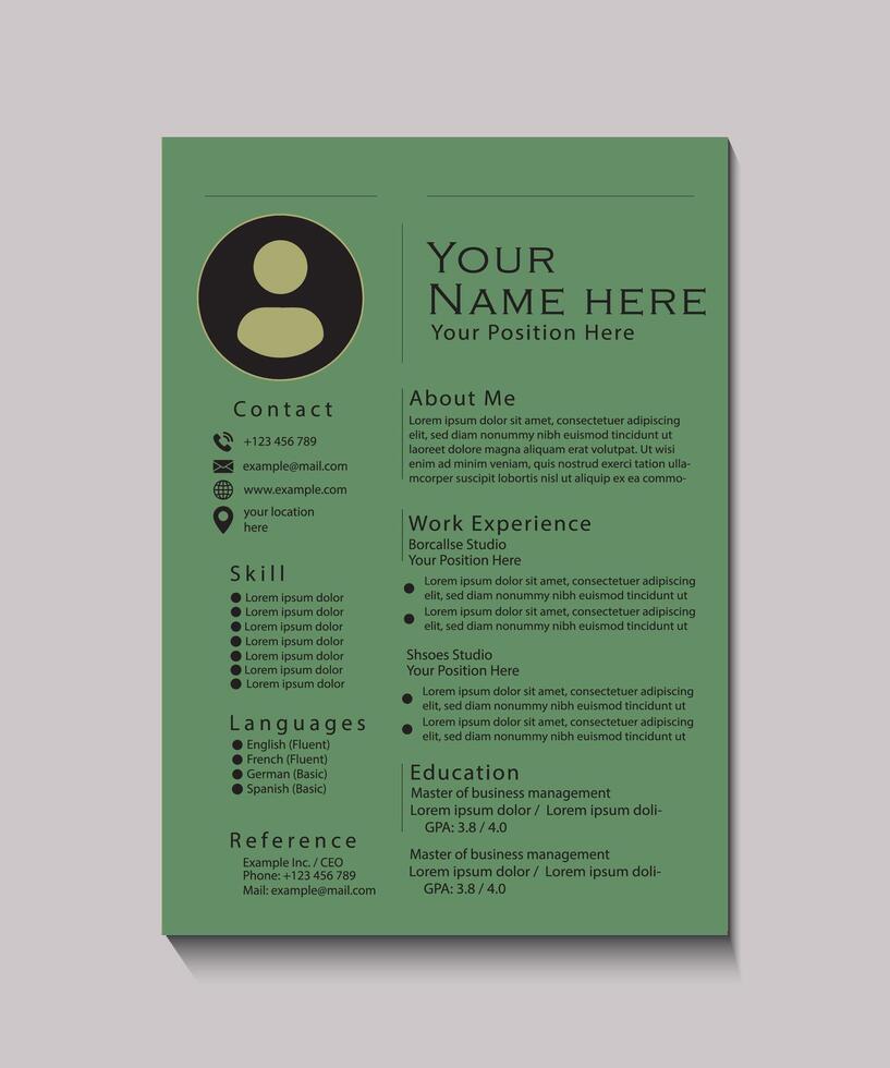 Professional Modern Resume Template Design with Purple Background vector