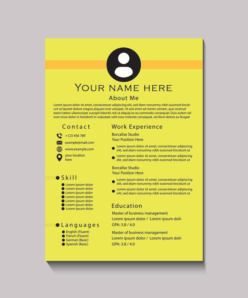 Two-Column Resume Template with Structured Layout vector