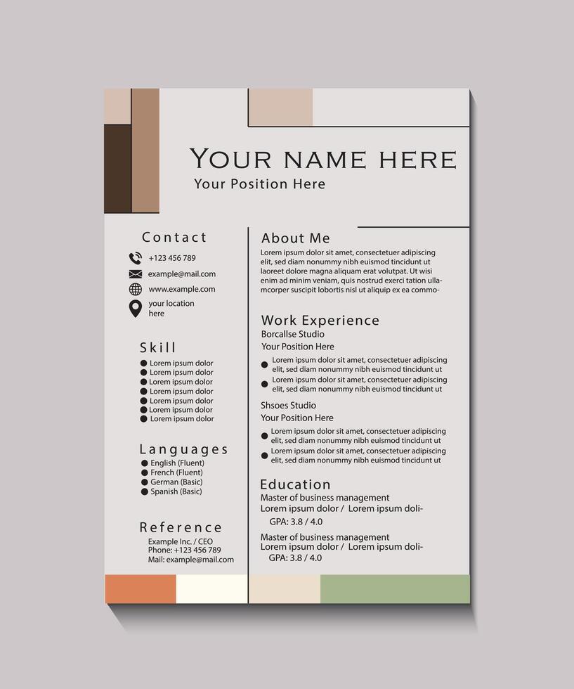 An elegant and customizable CV template tailored for professionals seeking standout presentations vector