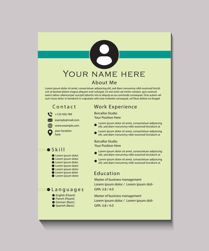 Clean and Minimalist CV Design for Job Applications vector