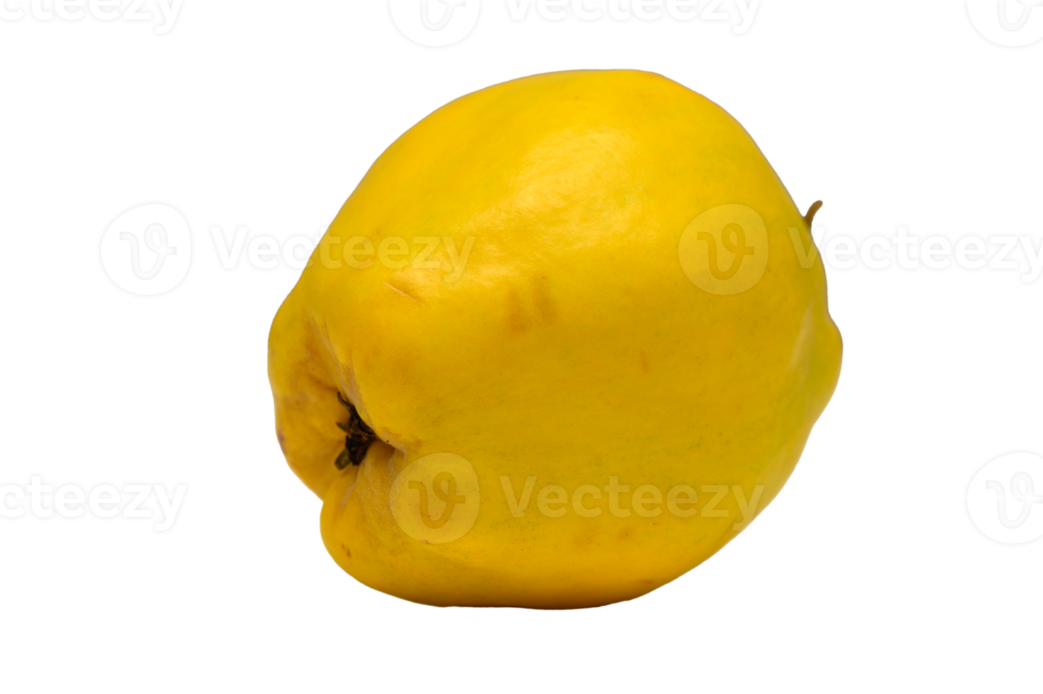 Bright yellow quince resting on a white surface radiating freshness and natural beauty png