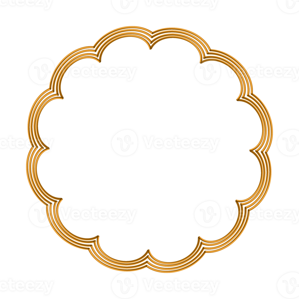 Golden Ornate Circular Frame Design png