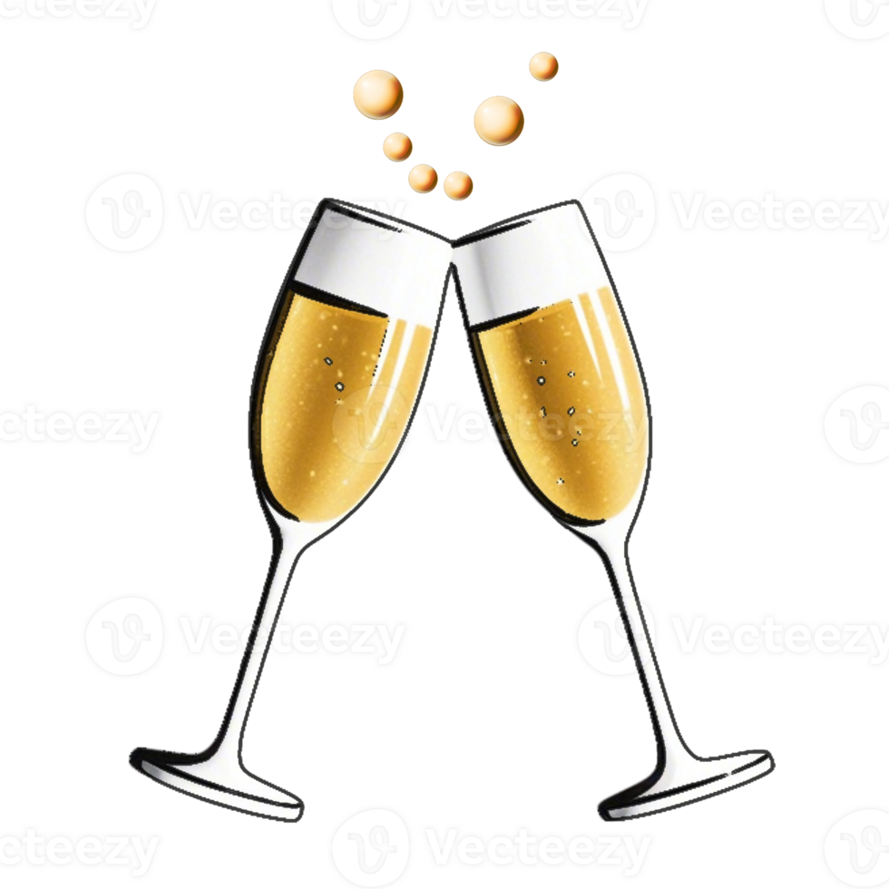 Two glasses of champagne are toasting each other png