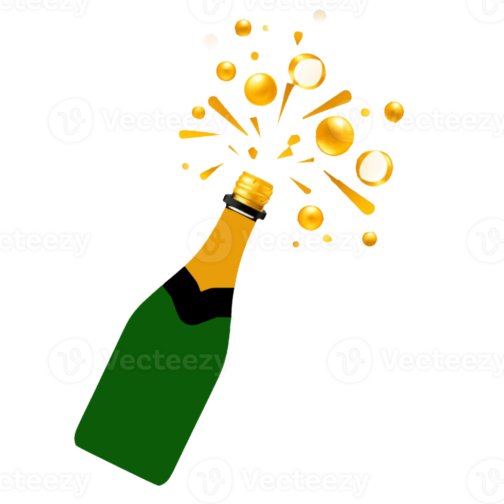 A bottle of champagne with a sparkle png