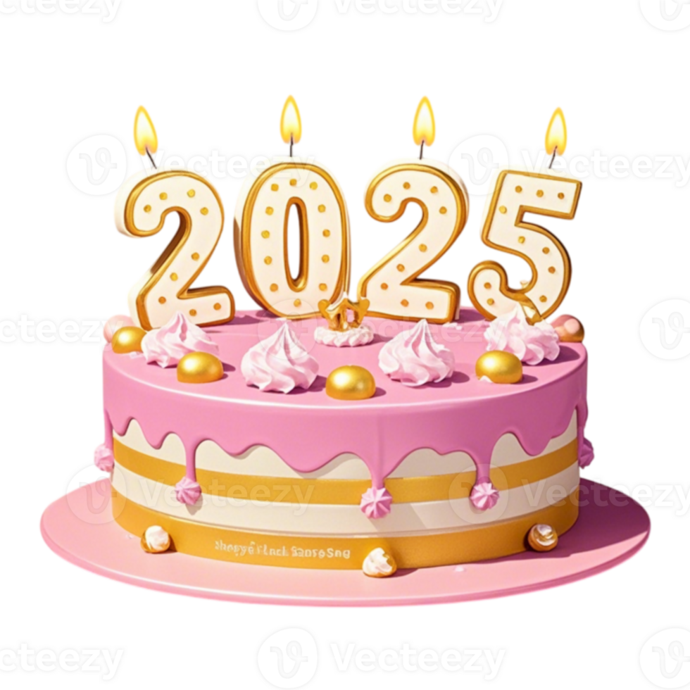 A pink birthday cake with the number 25 on it png